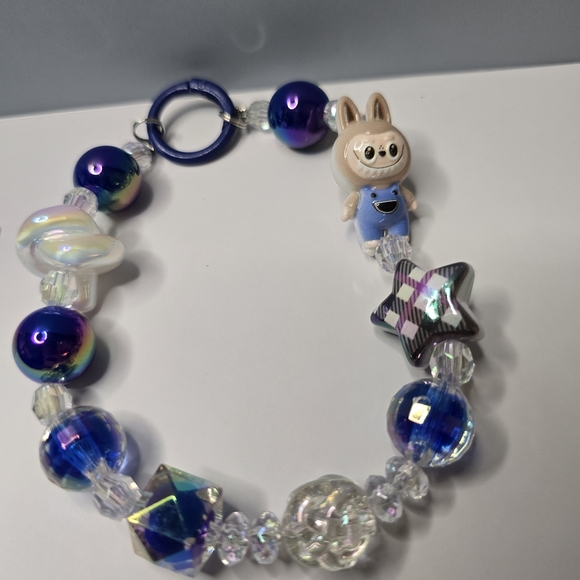 Blue Beaded Phone Charm - Picture 4 of 4